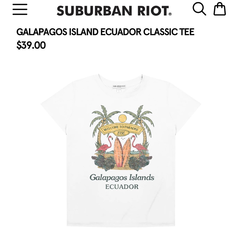 Suburban Riot Tshirt. Galapagos Island.
